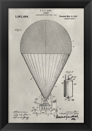 Framed Patent--Hot Air Balloon Print