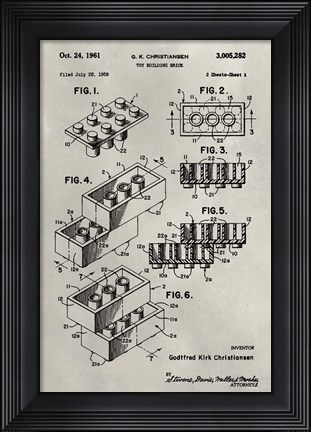 Framed Patent--Lego Print