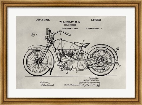 Framed Patent--Motorcycle Print