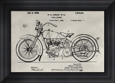 Framed Patent--Motorcycle Print