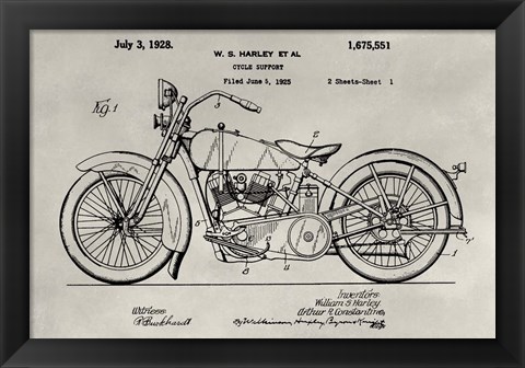 Framed Patent--Motorcycle Print