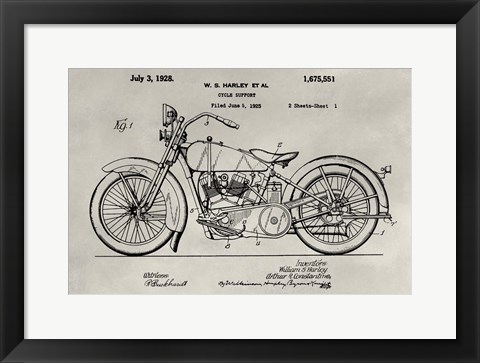 Framed Patent--Motorcycle Print