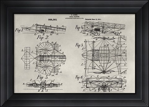 Framed Patent--Aerial Machine Print