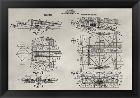 Framed Patent--Aerial Machine Print