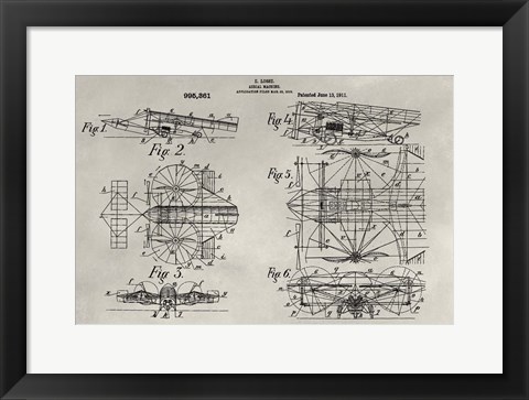 Framed Patent--Aerial Machine Print