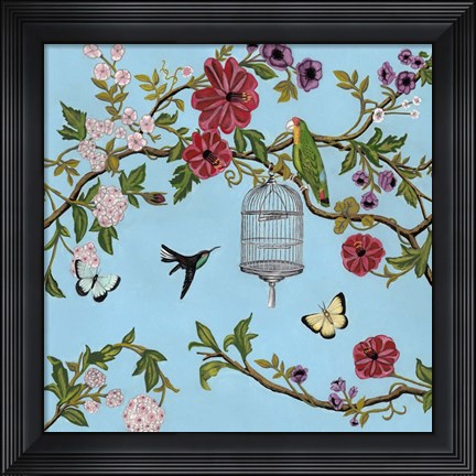 Framed Bird Song Chinoiserie I Print