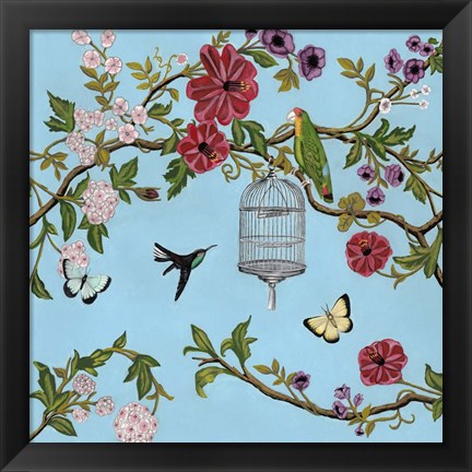 Framed Bird Song Chinoiserie I Print