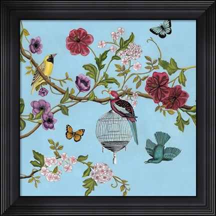 Framed Bird Song Chinoiserie II Print