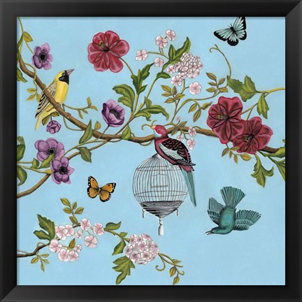 Framed Bird Song Chinoiserie II Print