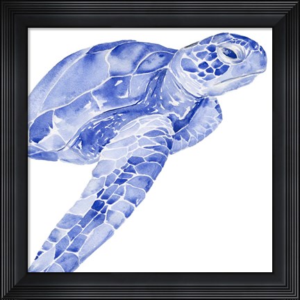 Framed Ultramarine Sea Turtle II Print