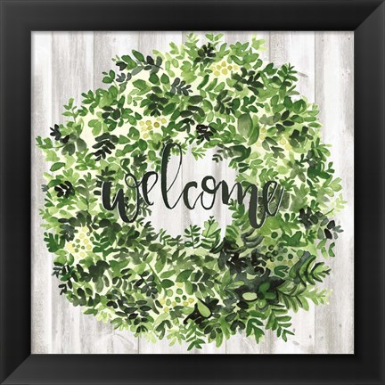 Framed Welcome Wreath II Print