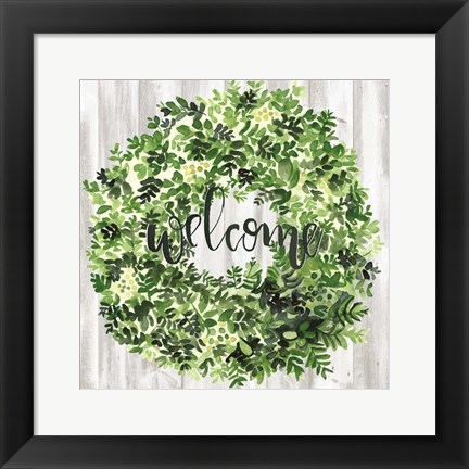 Framed Welcome Wreath II Print