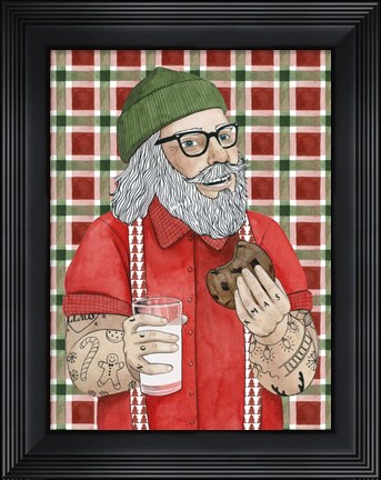 Framed Hipster Santa I Print
