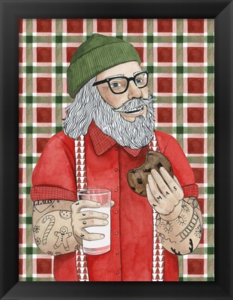 Framed Hipster Santa I Print