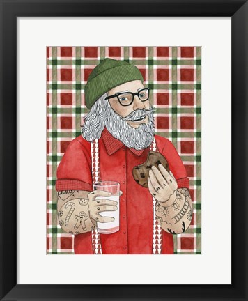 Framed Hipster Santa I Print