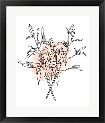 Framed Lilies on Pink I Print