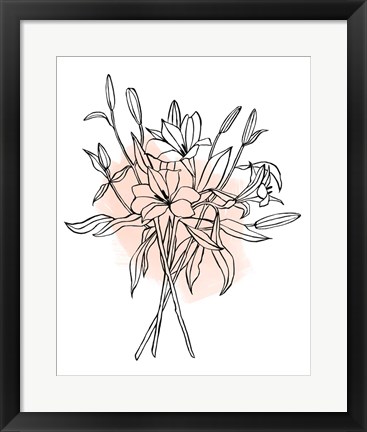 Framed Lilies on Pink II Print