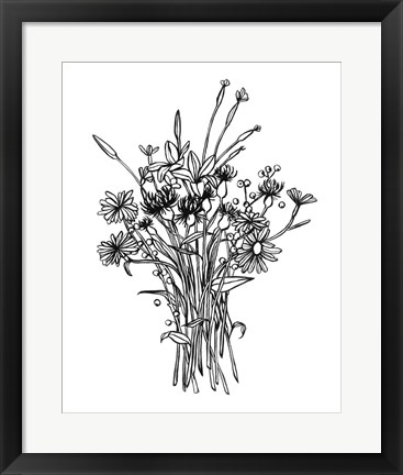 Framed Black &amp; White Bouquet I Print