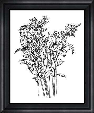 Framed Black &amp; White Bouquet II Print