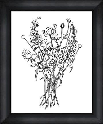 Framed Black &amp; White Bouquet III Print