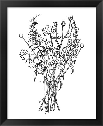 Framed Black &amp; White Bouquet III Print