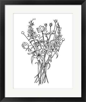 Framed Black &amp; White Bouquet III Print