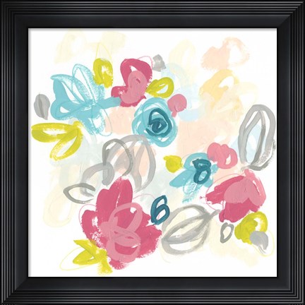 Framed Floral Scatter I Print