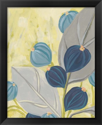 Framed Navy &amp; Citron Floral I Print