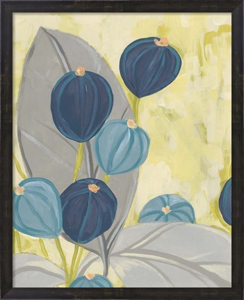 Framed Navy &amp; Citron Floral II Print