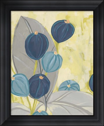 Framed Navy &amp; Citron Floral II Print