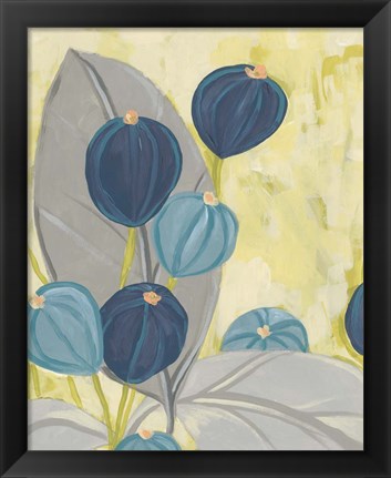 Framed Navy &amp; Citron Floral II Print