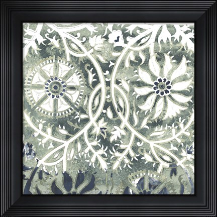 Framed Flower Stone Tile VII Print