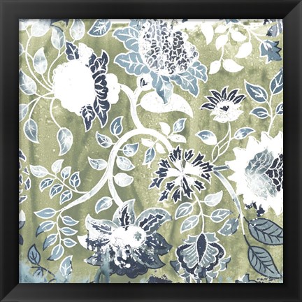 Framed Flower Stone Tile IX Print