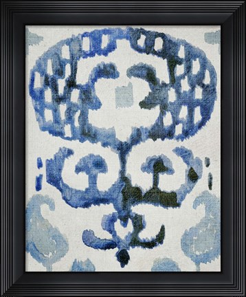 Framed Sapphire Ikat I Print