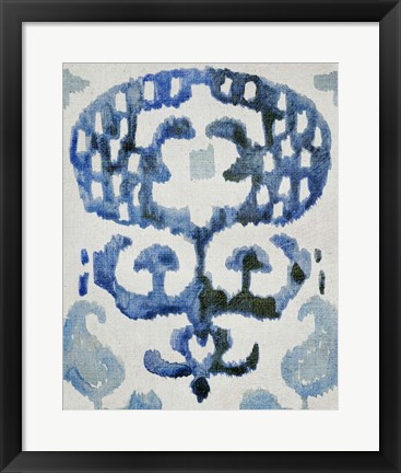 Framed Sapphire Ikat I Print