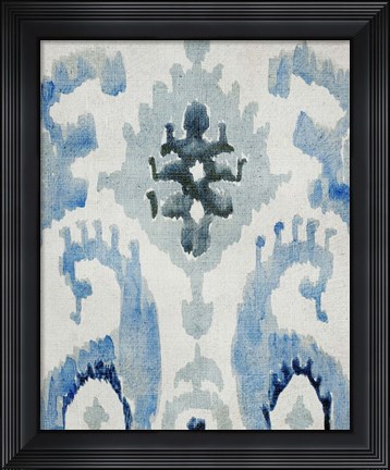 Framed Sapphire Ikat V Print