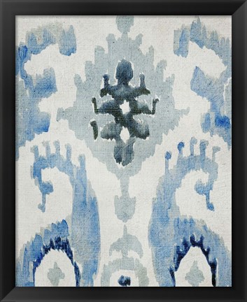 Framed Sapphire Ikat V Print