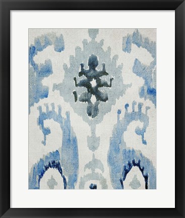 Framed Sapphire Ikat V Print