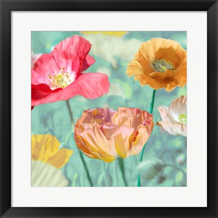 Framed Poppies in Bloom II Print