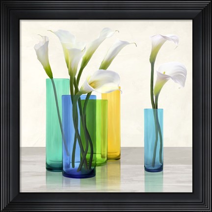 Framed Callas in crystal vases II (detail) Print