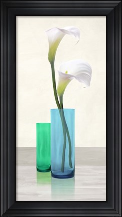 Framed Callas in crystal vases I Print