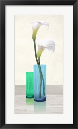 Framed Callas in crystal vases I Print