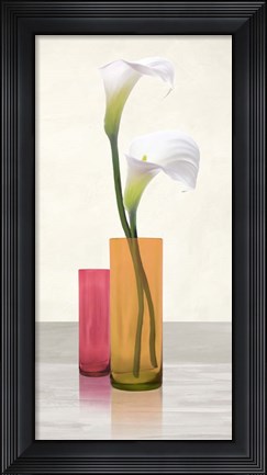 Framed Callas in crystal vases II Print