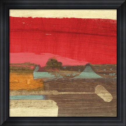 Framed Moon Rising from the Crimson Sky II Print