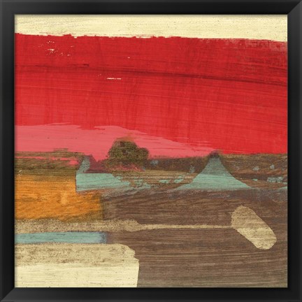 Framed Moon Rising from the Crimson Sky II Print