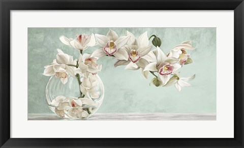 Framed Orchid Arrangement II (Celadon) Print