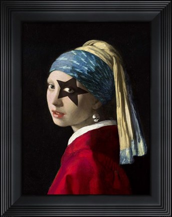 Framed Girl with Skull Hearring Print