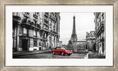 Framed Roadster in Paris (Rouge) Print