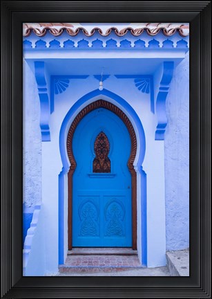 Framed Morocco, Chefchaouen A Traditional Door Print