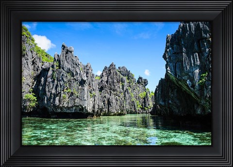 Framed Crystal Clear Water In The Bacuit Archipelago, Philippines Print
